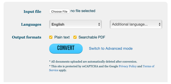 MyFreeOCR convert form